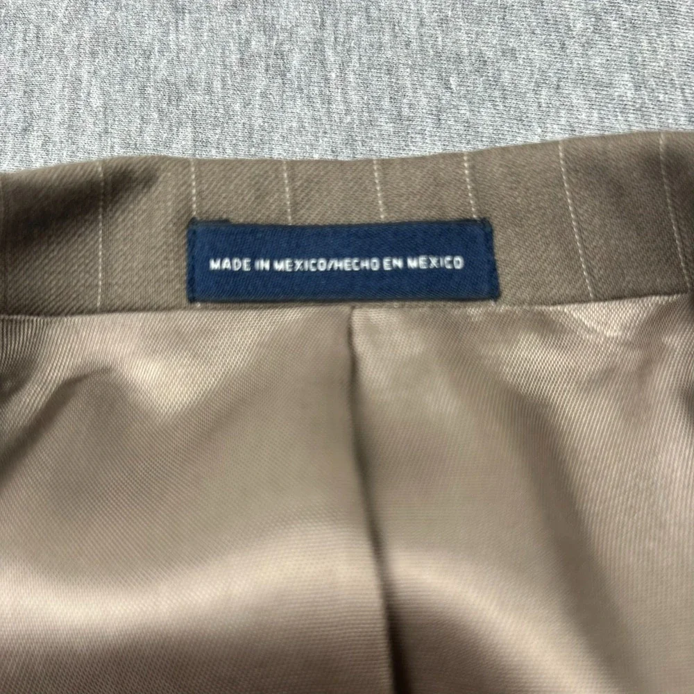 Stafford Performance Classic Fit Worsted‎ Wool Blazer Mens 48R Taupe Striped NEW